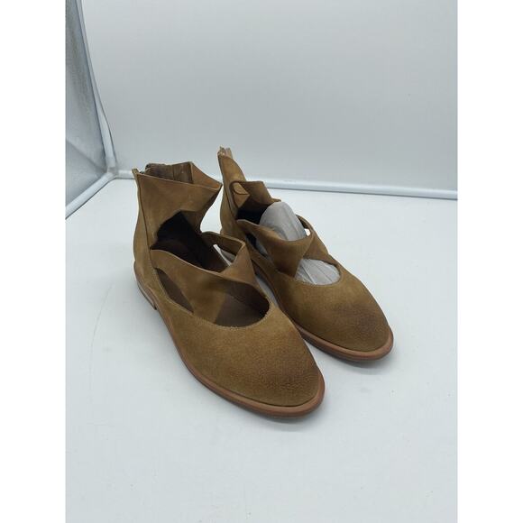 New Antelope Lalana Suede Back Zip Flat Booties Straps Brown Size EU 37 US 6-6.5 - Picture 2 of 8